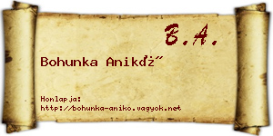 Bohunka Anikó névjegykártya
