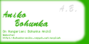 aniko bohunka business card